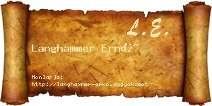 Langhammer Ernő névjegykártya